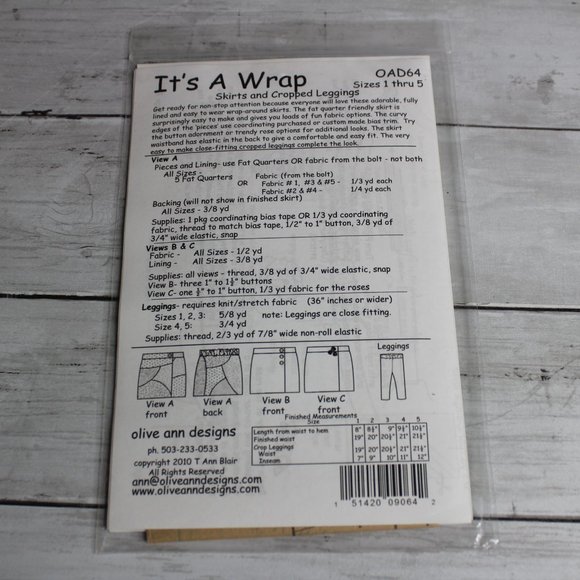 Women's Sewing Pattern Patchwork Quilt Wrap Skirt Leggings Size 1 2 3 4 6 - Picture 4 of 5
